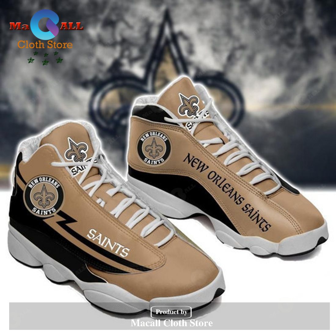 NEW ORLEANS SAINTS form AIR Jordan 13 Sneakers Gift Shoes For Fan POD Design