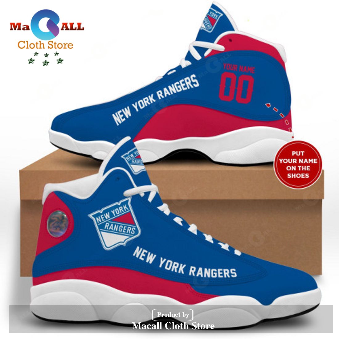 New York Rangers Personalized Air Jordan 13 Sneakers Gift Shoes For Fan POD Design