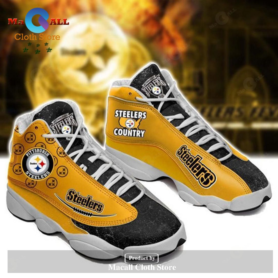 Pittsburgh Steelers form AIR Jordan 13 Sneakers  Gift Shoes For Fan POD Design