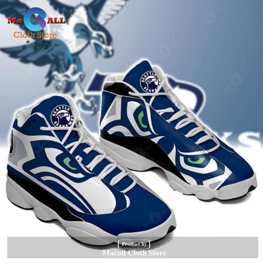 Seattle Seahawks form AIR Jordan 13 Sneakers M383 Gift Shoes For Fan POD Design
