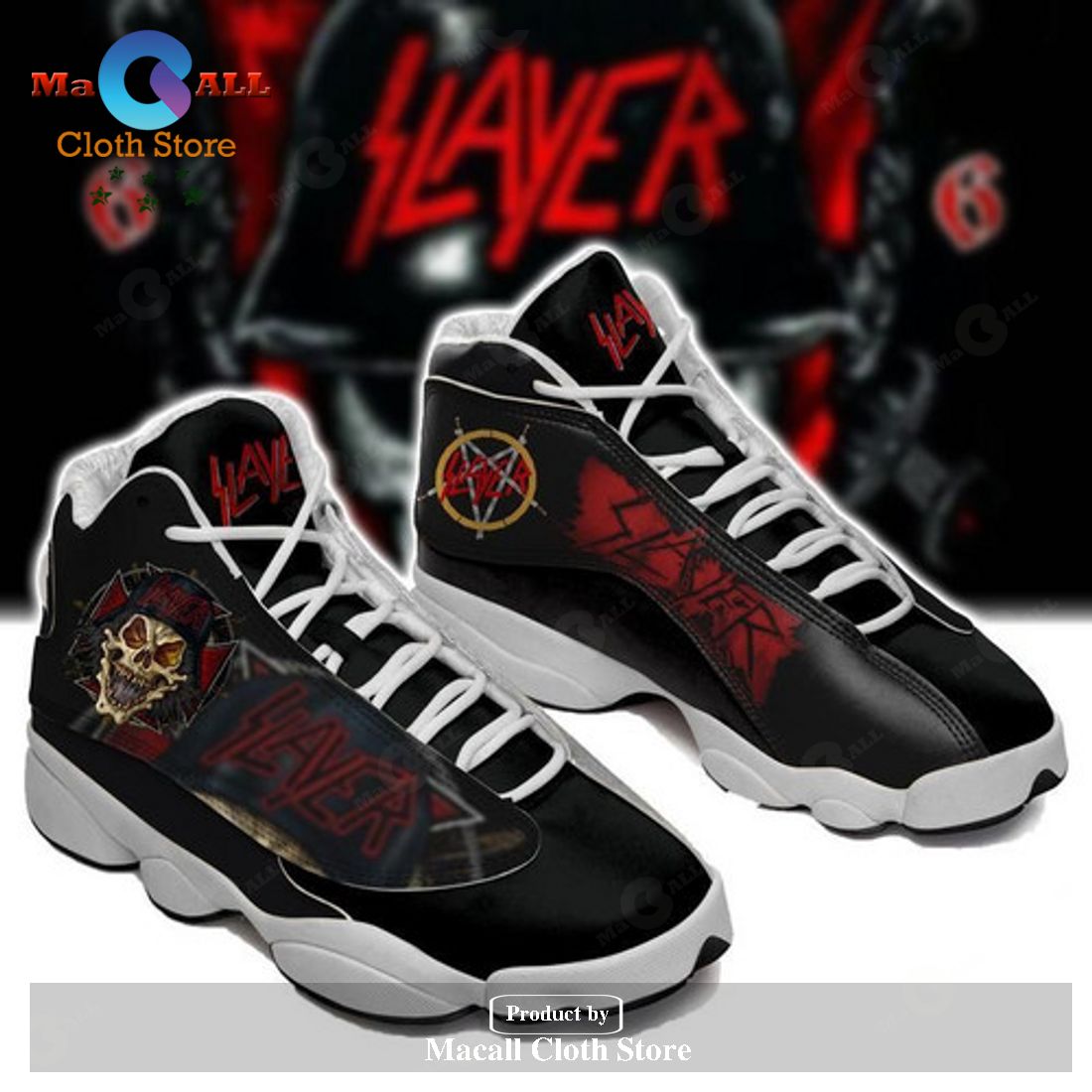 SLAYER BAND Shoes form AIR Jordan 13 Sneakers Gift Shoes For Fan POD Design