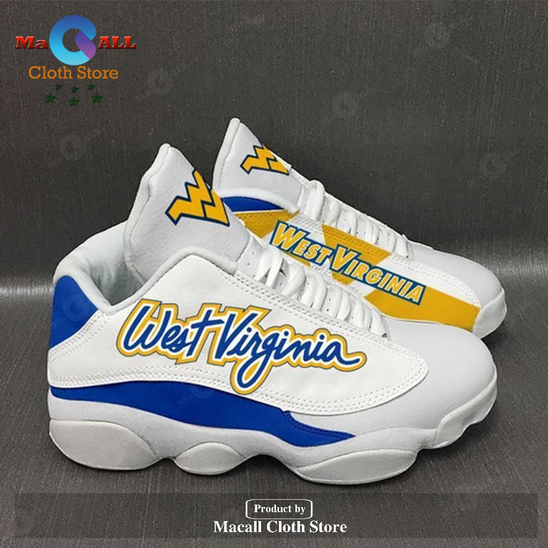 West Virginia Mountaineers Shoes form AIR Jordan 13 Sneakers Gift Shoes ...