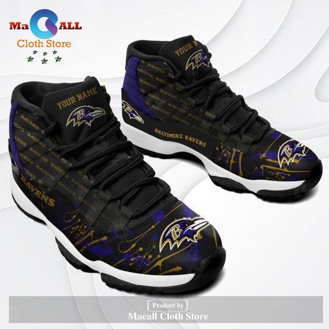 Baltimore Ravens Air Jordan 11 Sneakers Shoes Hot 2023 Gifts For Men Women POD Design