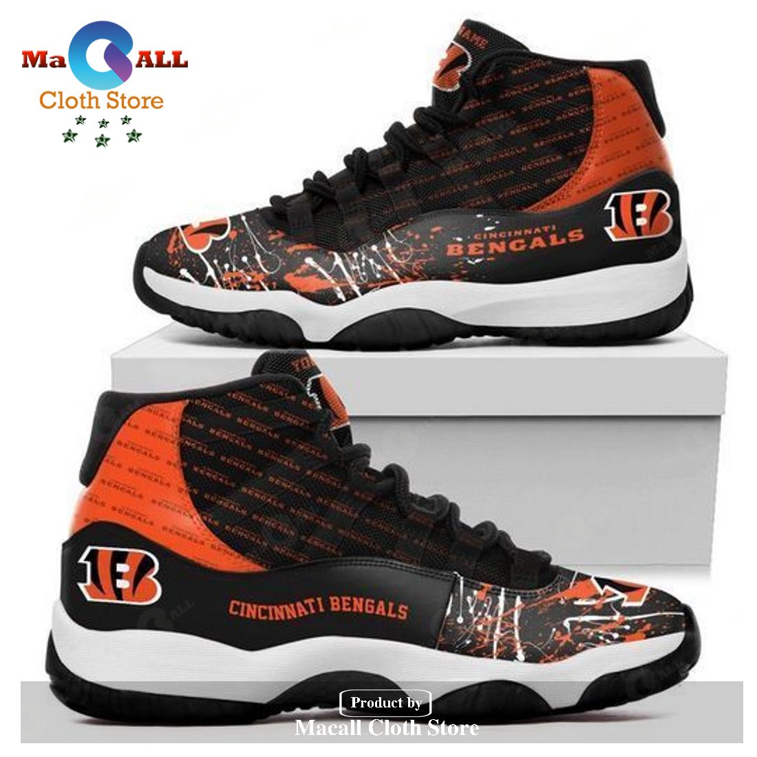 Cincinnati Bengals Air Jordan 11 Sneakers Shoes Hot 2023 Gifts For Men Women POD Design