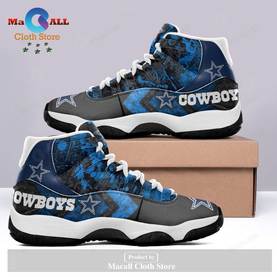 Dallas Cowboys Air Jordan 11 Sneakers Luxury Gifts POD Design