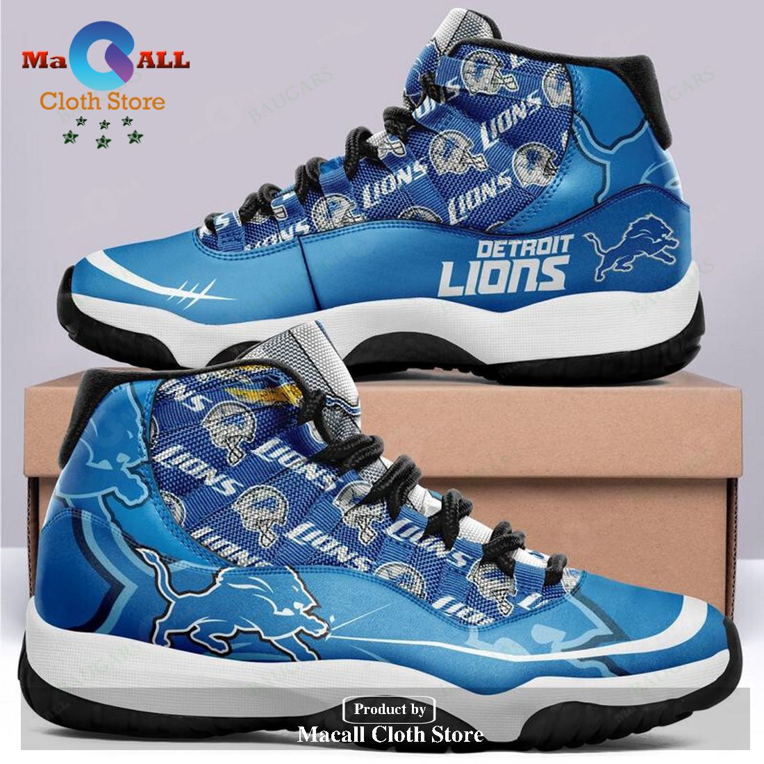 Detroit Lions Air Jordan 11 Sneakers Shoes Hot 2023 Gifts For Men Women POD Design