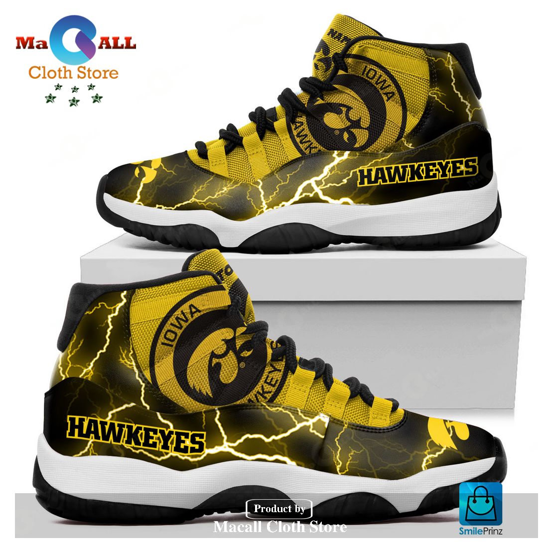 Iowa Hawkeyes Custom Name Air Jordan 11 Sneakers Shoes Hot 2023 Gifts For Men Women POD Design