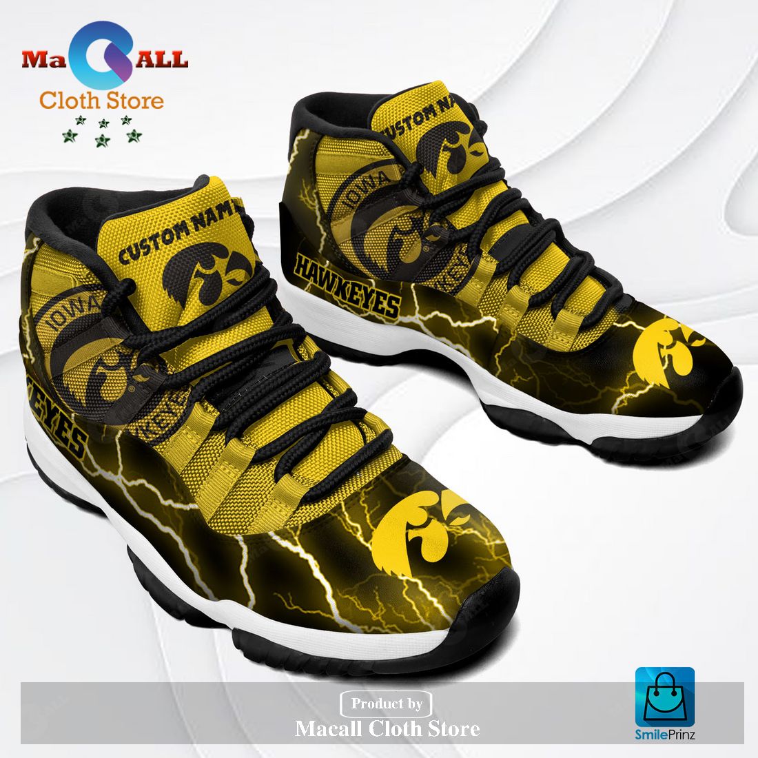 Iowa Hawkeyes Custom Name Air Jordan 11 Sneakers Shoes Hot 2023 Gifts For Men Women POD Design