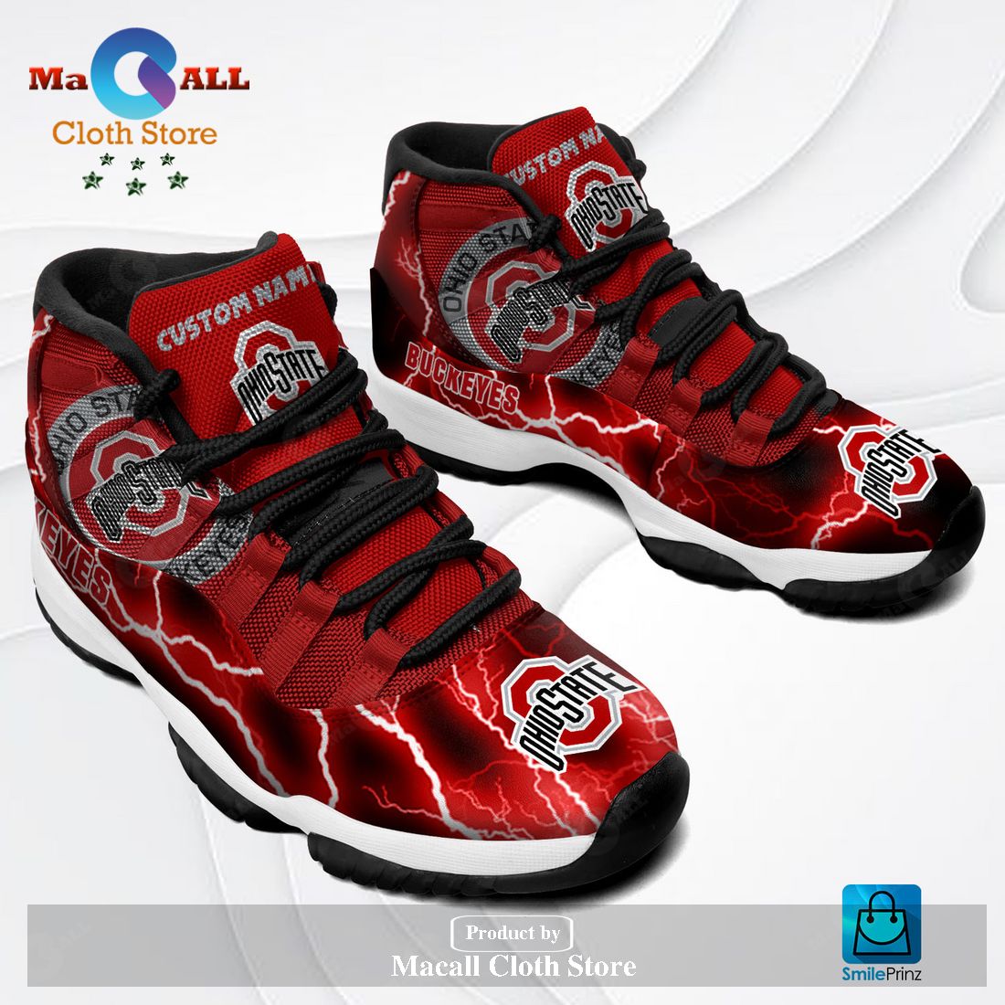 Personalized Ohio State Buckeyes Custom Name Air Jordan 11 Shoes Sneakers For Mens Womens 2023 Gifts For NCAA Fans POD Design