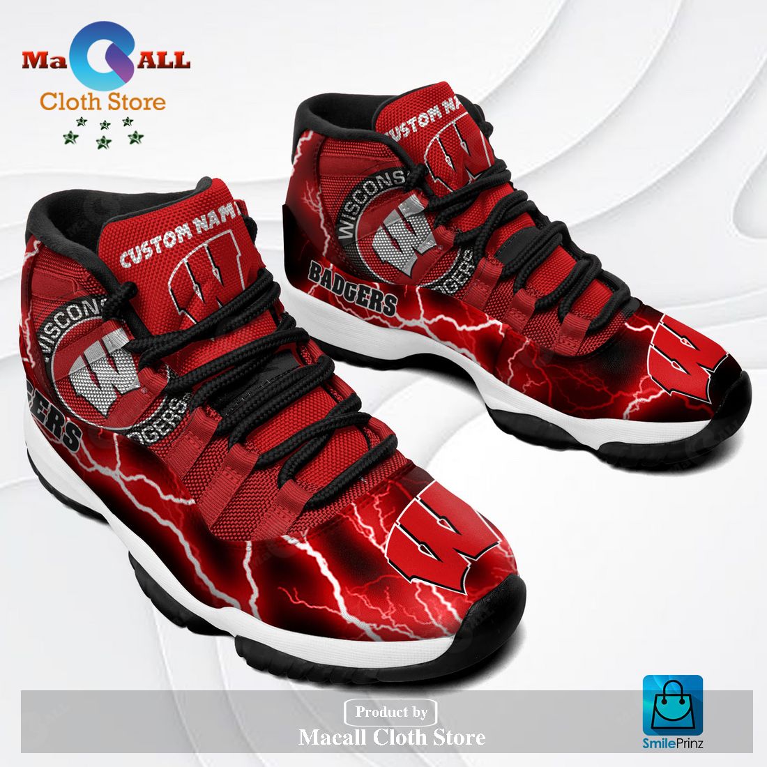 Wisconsin Badgers Custom Name Air Jordan 11 Sneakers Shoes Hot 2023 Gifts For Men Women POD Design