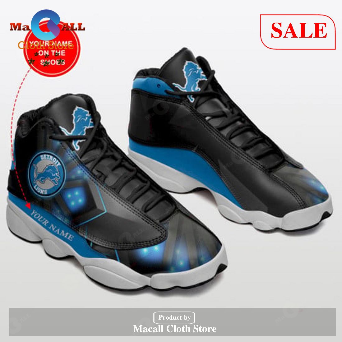 Detroit Lions Air Jordan 13 Sneakers Sport Shoes Gift For Fan POD Design Detroit Lions Air Jordan 13 Sneakers Sport Shoes Gift For Fan POD Design
