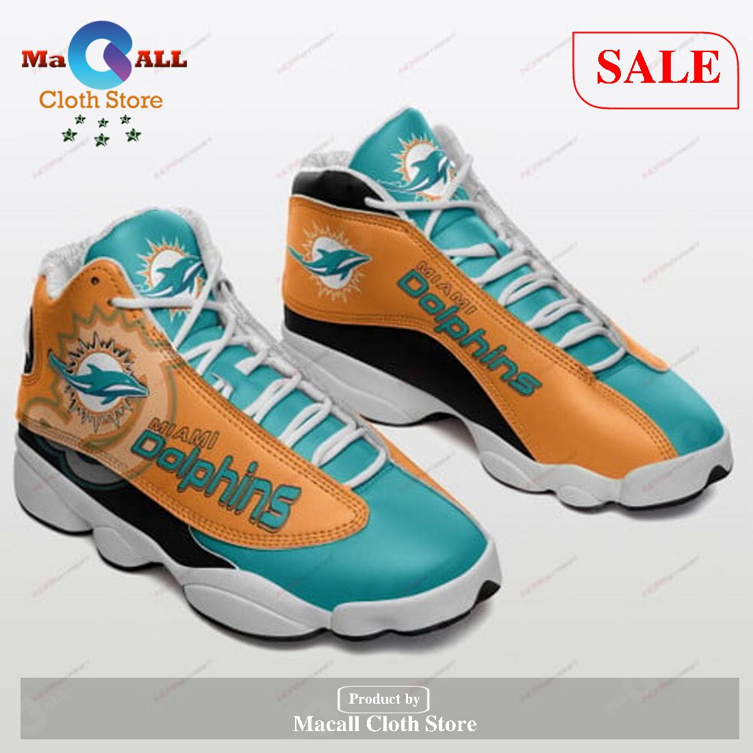 Miami Dolphins AJ13 Sneakers Nfl Football AOP Air Jordan 13 Shoes -  Banantees