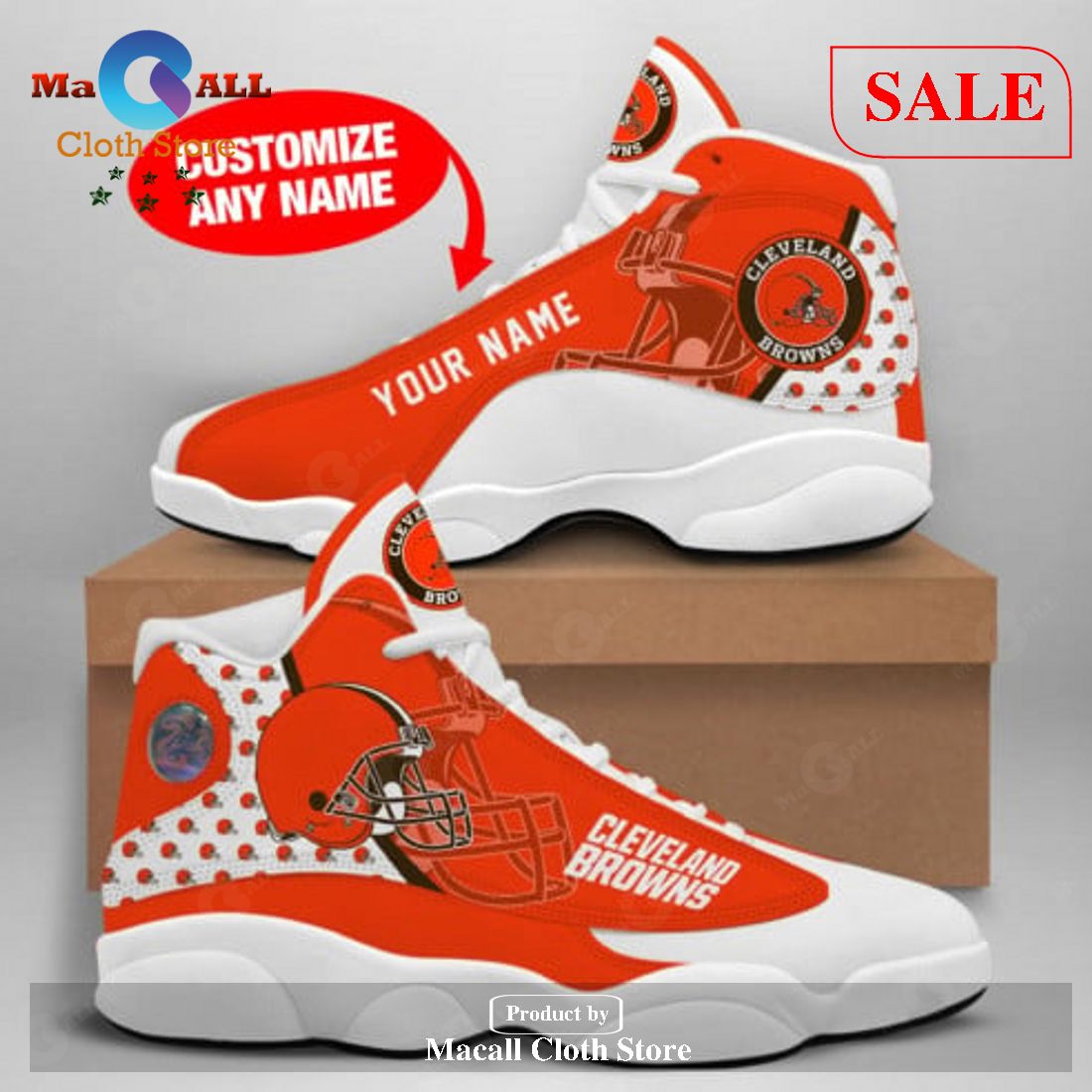 NFL Personalized Your Name Cleveland Browns Air Jordan 13 Shoes