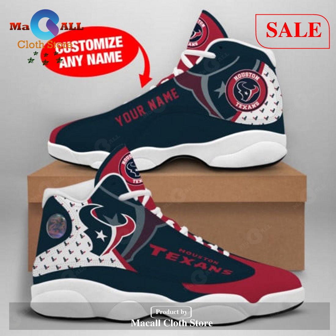Personalized Name Houston Texans Air Jordan 13 Sneakers Sport Shoes Gift For Fan POD Design Personalized Name Houston Texans Air Jordan 13 Sneakers Sport Shoes Gift For Fan POD Design