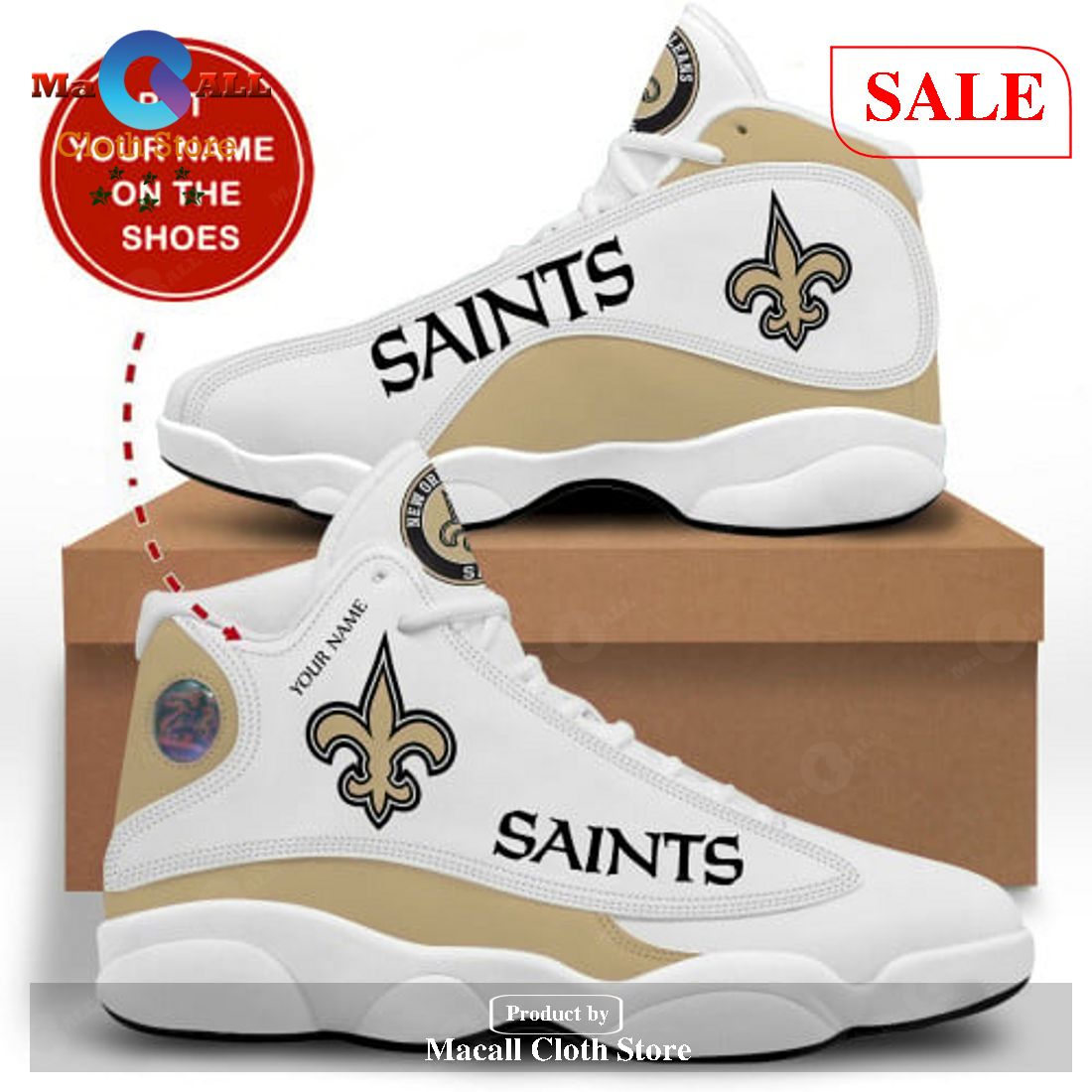 Personalized New Orleans Saints Air Jordan 13 Sneakers Sport Gift Shoes For Fan POD Design Personalized New Orleans Saints Air Jordan 13 Sneakers Sport Gift Shoes For Fan POD Design