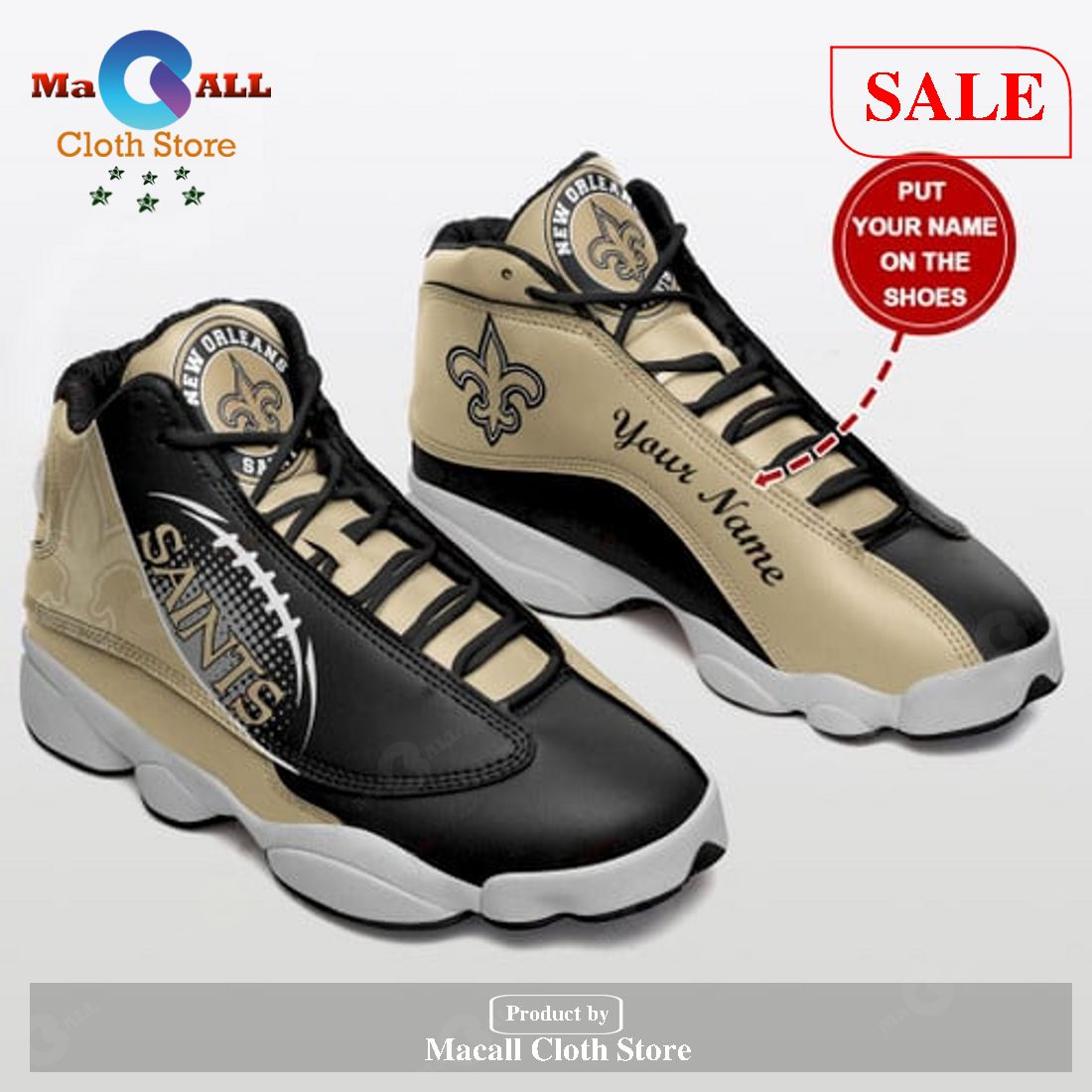 Personalized New Orleans Saints Air Jordan 13 Sneakers Sport Gift Shoes For Fan POD Design - SB61 Personalized New Orleans Saints Air Jordan 13 Sneakers Sport Gift Shoes For Fan POD Design - SB61