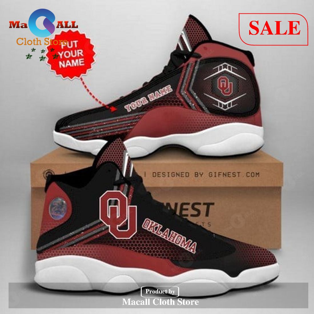 Personalized Your Name Oklahoma Sooners Air Jordan 13 Personalized, Air Jordan 13 Shoes Sneaker Sport Team Shoes Gift For Fan POD Design