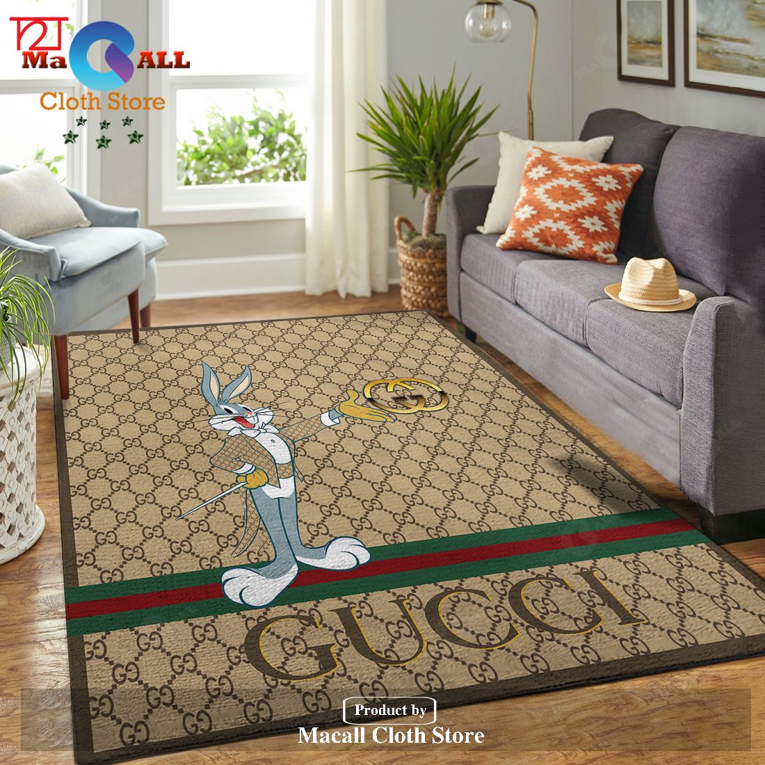 [SALE] Bunny and Gucci Trending Style Living room and bedroom Rug – Indoor Outdoor Rugs LIMITED EDITION