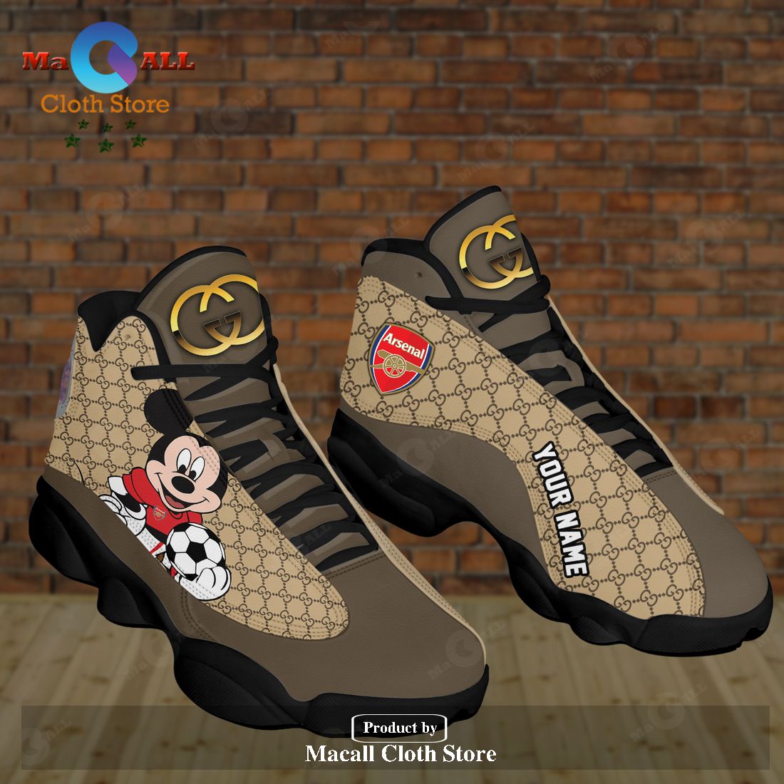 Arsenal Utd Gucci Mickey Mixing Trending Style Air Jordan 13 Shoes Sneaker For Men Women POD Design LIMITED EDITION