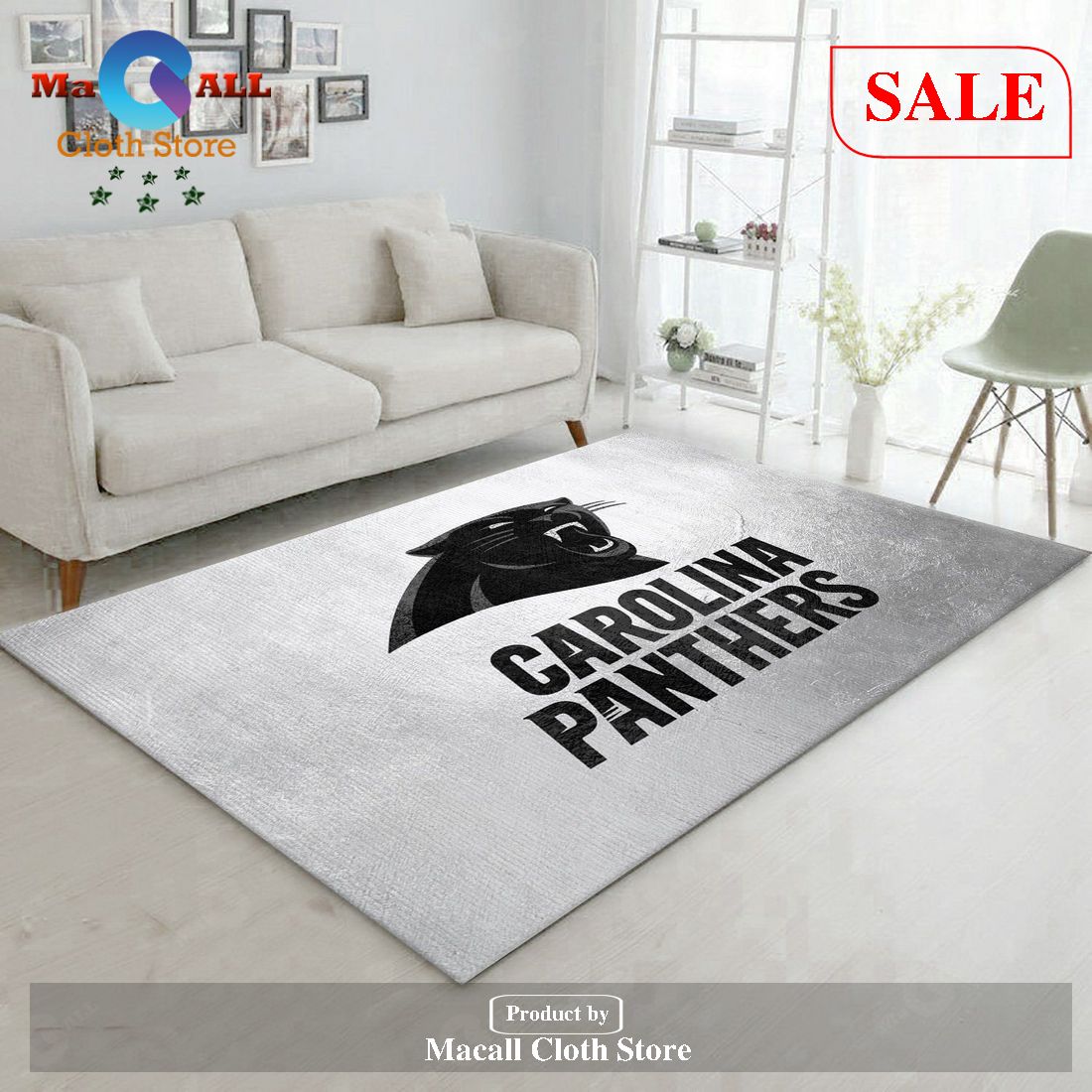 [SALE] Carolina Panthers Silver NFL Team Logos Area Rug, Living Room Rug, Home US Decor – Indoor Outdoor Rugs