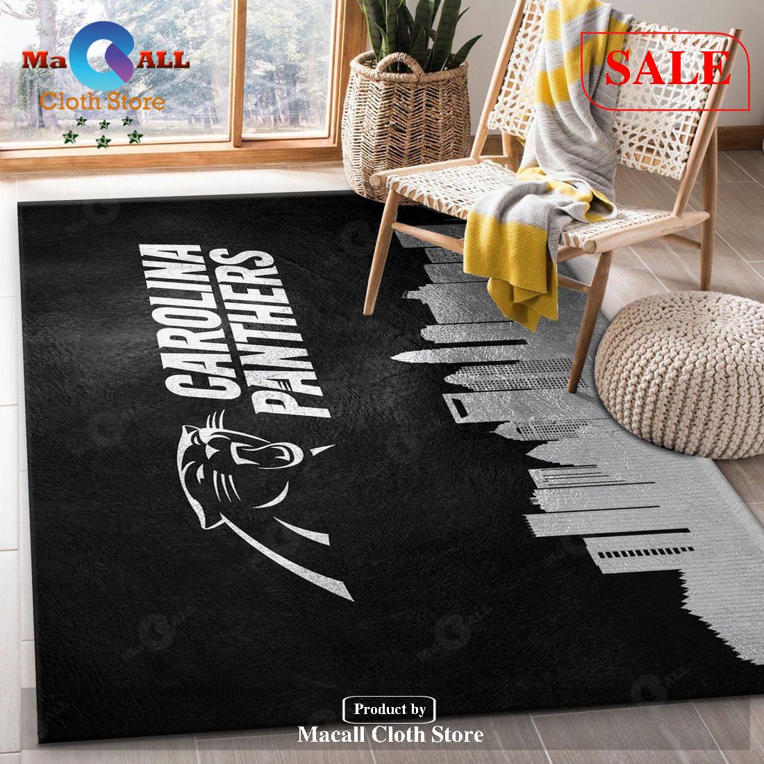 [SALE] Carolina Panthers Skyline NFL Area Rug Carpet, Living room and bedroom Rug – Indoor Outdoor Rugs