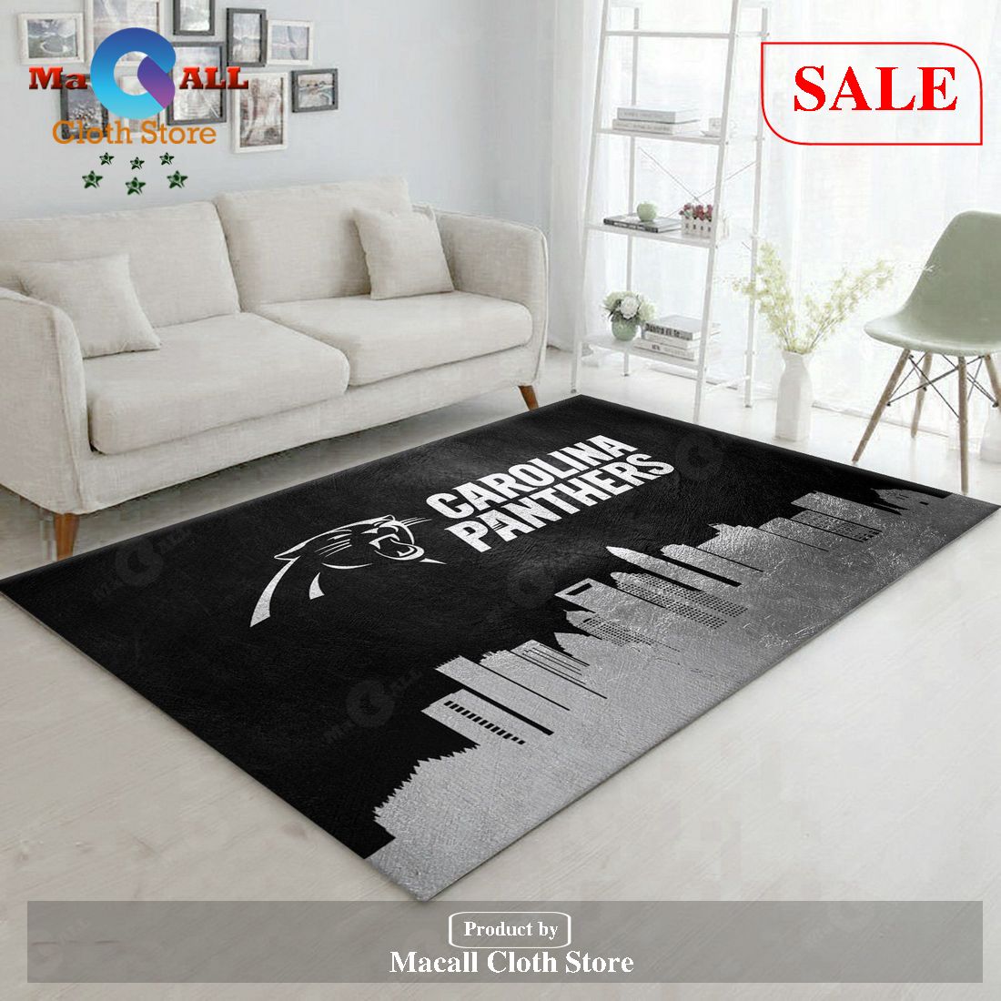 [SALE] Carolina Panthers Skyline NFL Area Rug Carpet, Living room and bedroom Rug – Indoor Outdoor Rugs