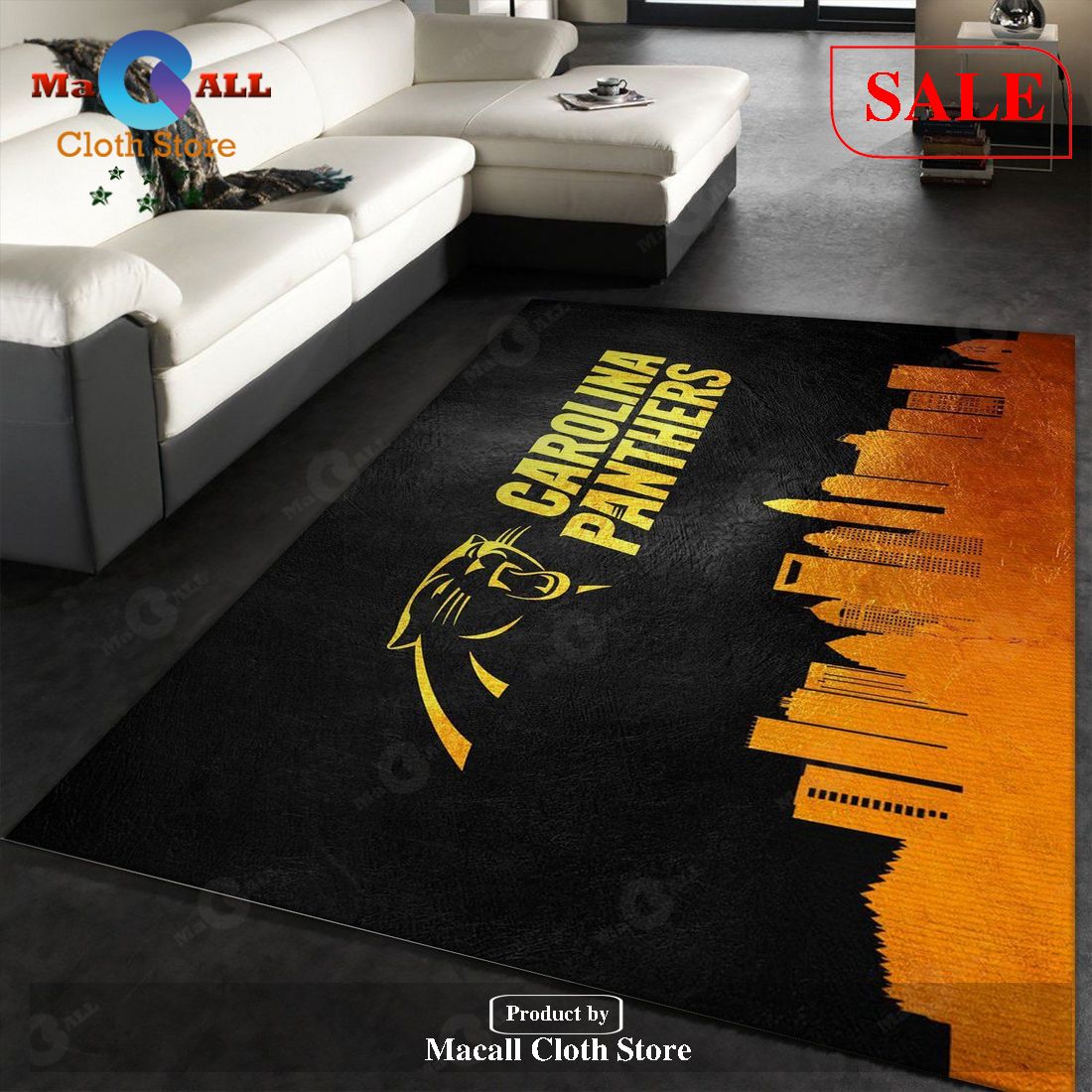 [SALE] Carolina Panthers Skyline NFL Team Logos Area Rug, Bedroom, US Gift Decor – Indoor Outdoor Rugs