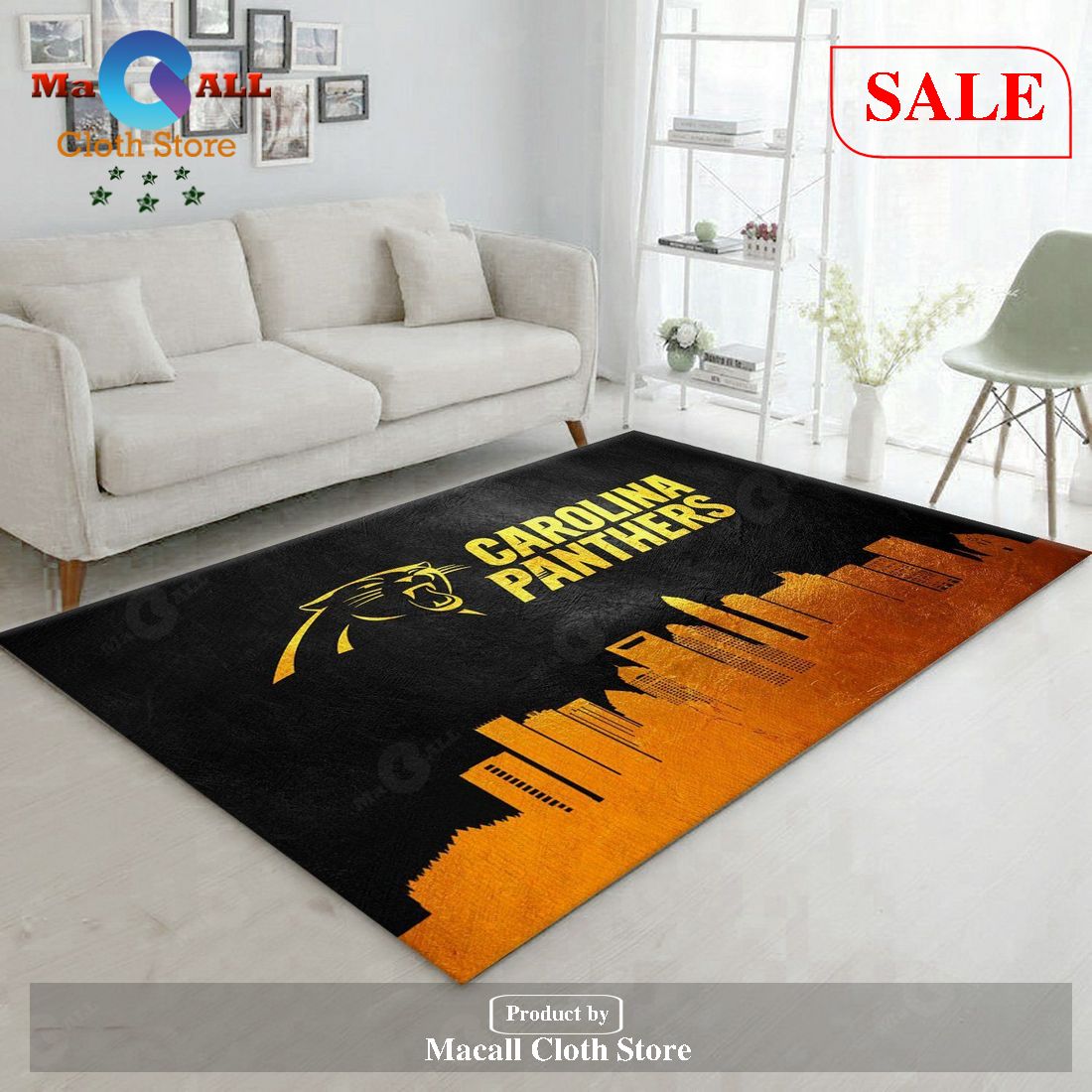 [SALE] Carolina Panthers Skyline NFL Team Logos Area Rug, Bedroom, US Gift Decor – Indoor Outdoor Rugs