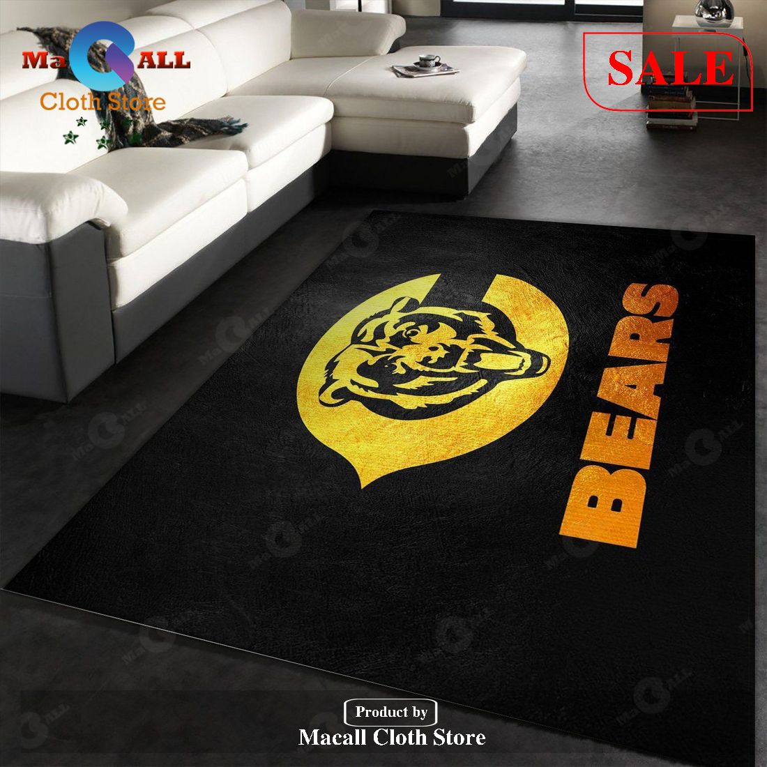 [SALE] Chicago Bears Gold NFL Team Logos Area Rug, Bedroom, Home Decor Floor Decor – Indoor Outdoor Rugs