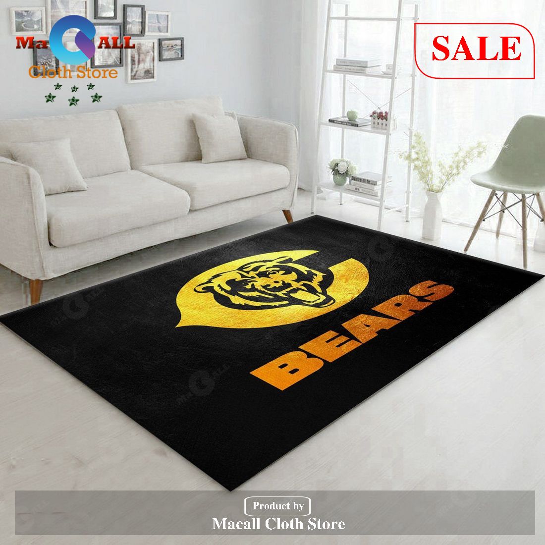 [SALE] Chicago Bears Gold NFL Team Logos Area Rug, Bedroom, Home Decor Floor Decor – Indoor Outdoor Rugs
