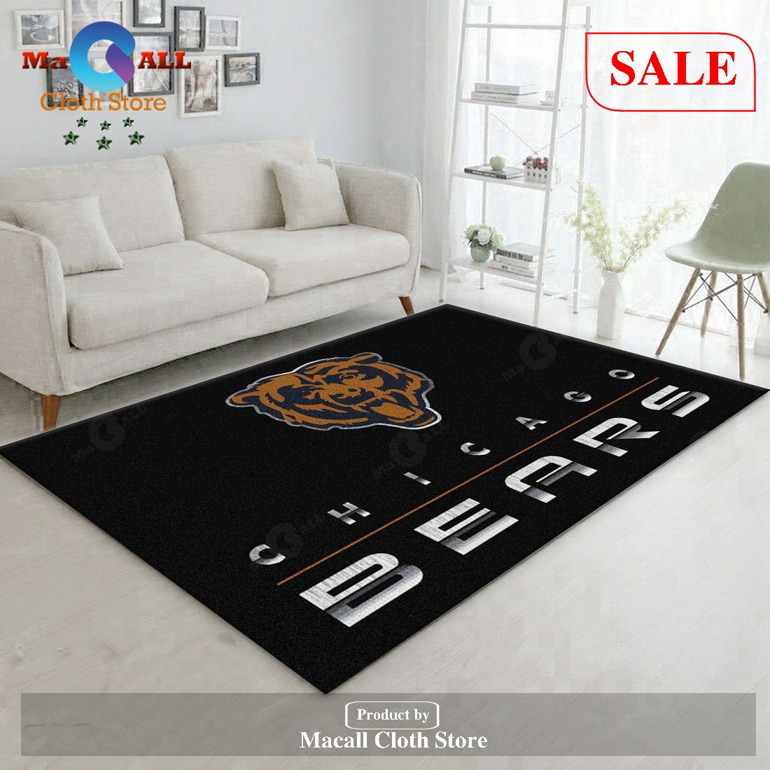 [SALE] Chicago Bears Imperial Chrome Rug NFL Area Rug For Christmas, Bedroom, Family Gift US Decor – Indoor Outdoor Rugs