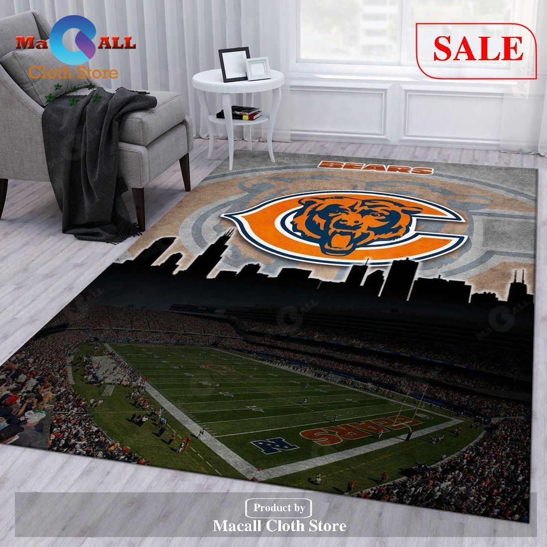 [SALE] Chicago Bears NFL Rug Bedroom Rug US Gift Decor – Indoor Outdoor Rugs