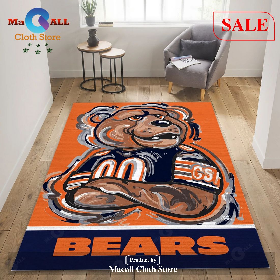 [SALE] Chicago Bears NFL Team Logos Area Rug, Living Room Rug – Christmas Gift US Decor – Indoor Outdoor Rugs