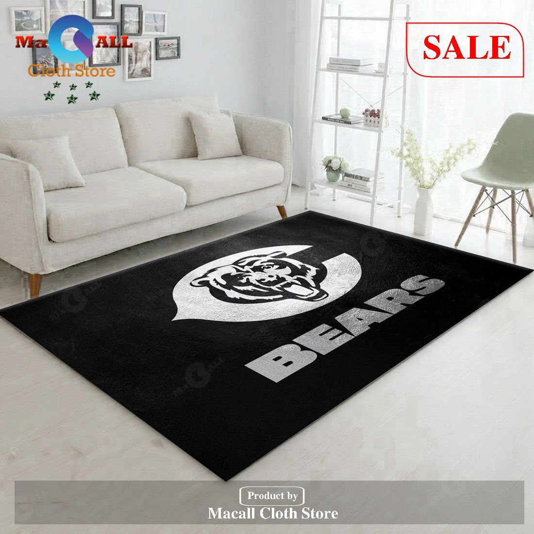 [SALE] Chicago Bears Silver NFL Area Rug Carpet, Kitchen Rug, US Gift Decor – Indoor Outdoor Rugs