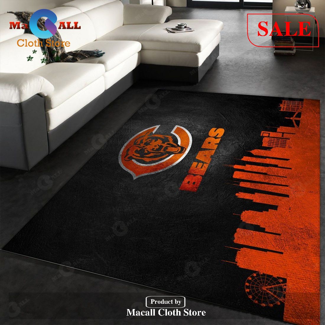 [SALE] Chicago Bears Skyline NFL Area Rug Carpet, Bedroom – Indoor Outdoor Rugs