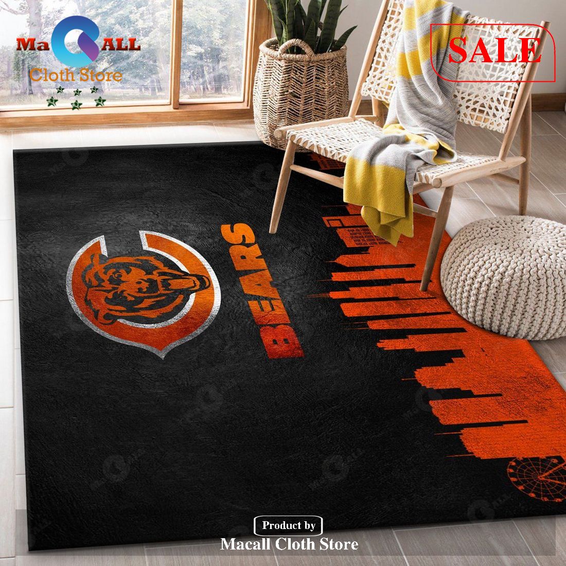 [SALE] Chicago Bears Skyline NFL Area Rug Carpet, Bedroom – Indoor Outdoor Rugs