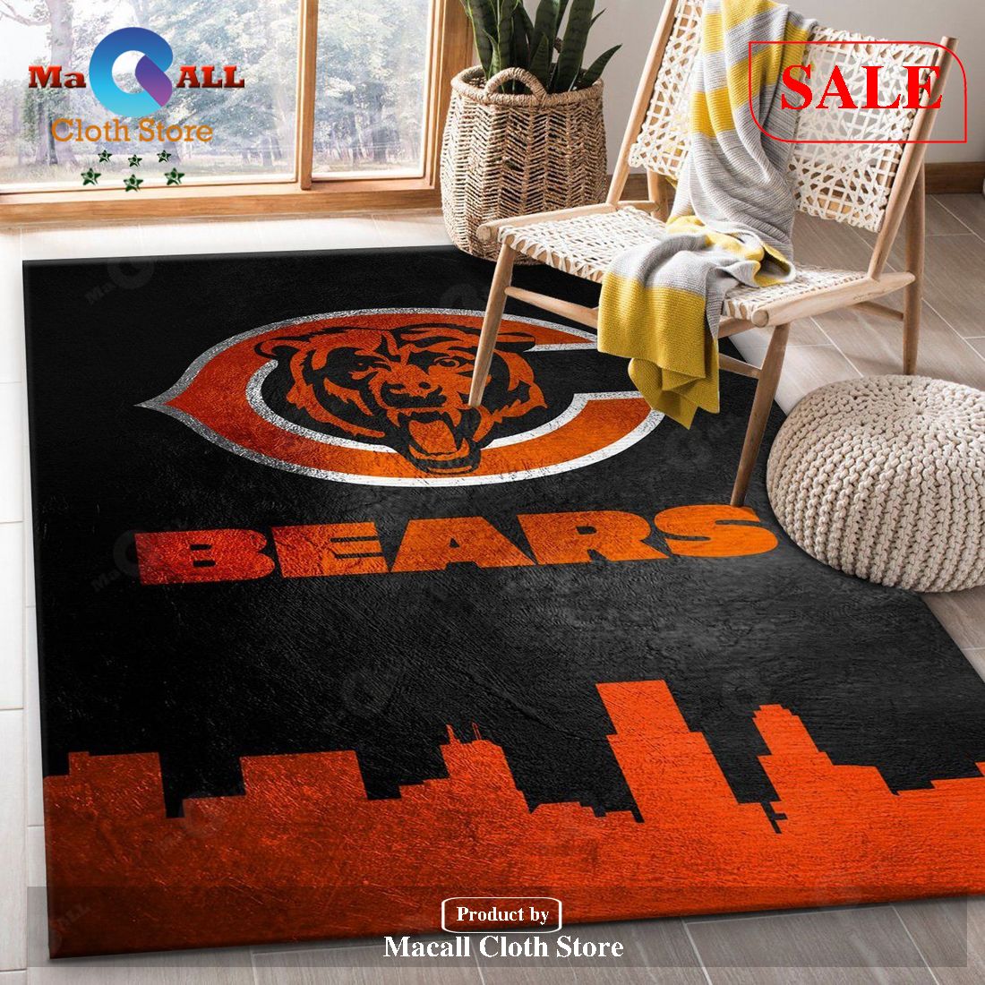 [SALE] Chicago Bears Skyline NFL Area Rug Carpet, Bedroom, Home Decor Floor Decor – Indoor Outdoor Rugs