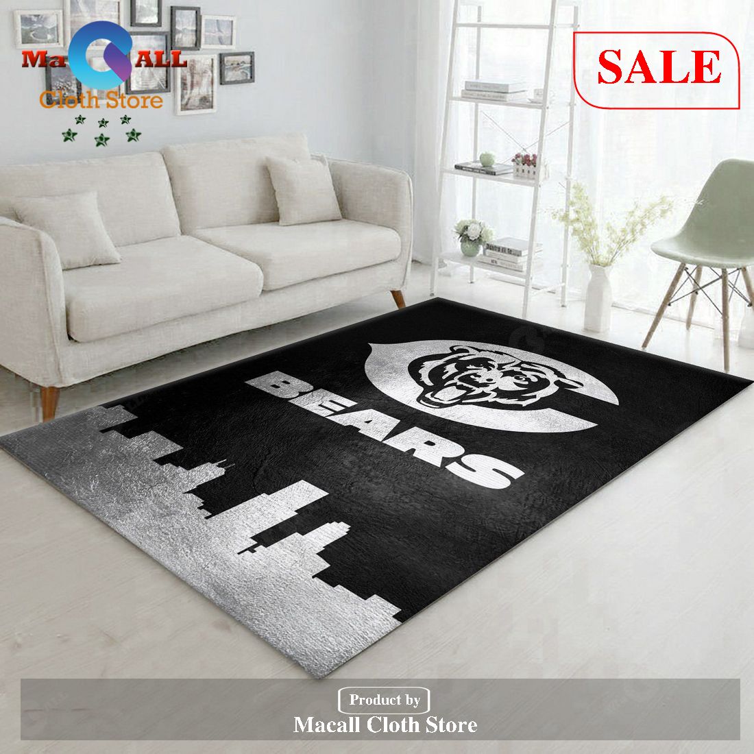[SALE] Chicago Bears Skyline NFL Area Rug For Christmas, Living room and bedroom Rug – Indoor Outdoor Rugs