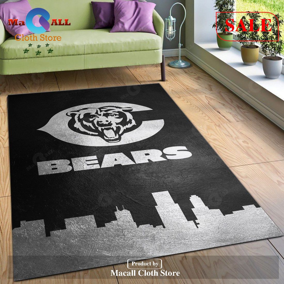 [SALE] Chicago Bears Skyline NFL Area Rug For Christmas, Living room and bedroom Rug – Indoor Outdoor Rugs