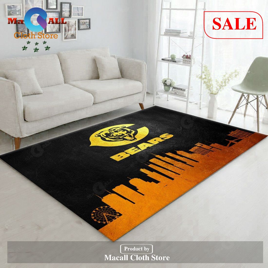 [SALE] Chicago Bears Skyline NFL Area Rug, Kitchen Rug – Indoor Outdoor Rugs