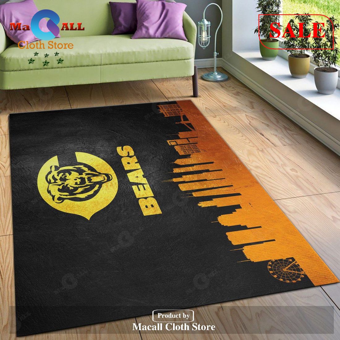 [SALE] Chicago Bears Skyline NFL Area Rug, Kitchen Rug – Indoor Outdoor Rugs