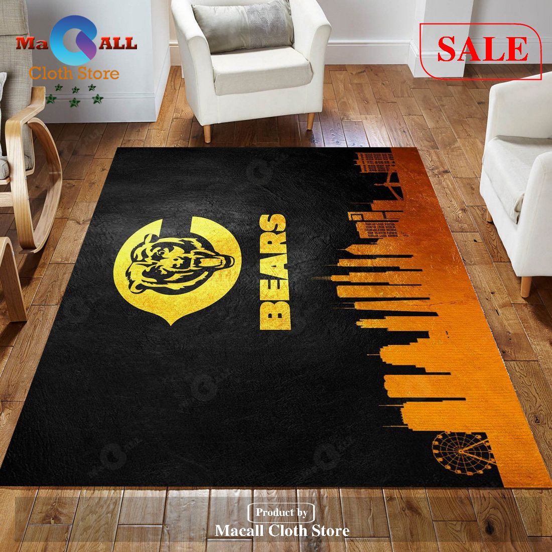 [SALE] Chicago Bears Skyline NFL Area Rug, Kitchen Rug - Indoor Outdoor ...