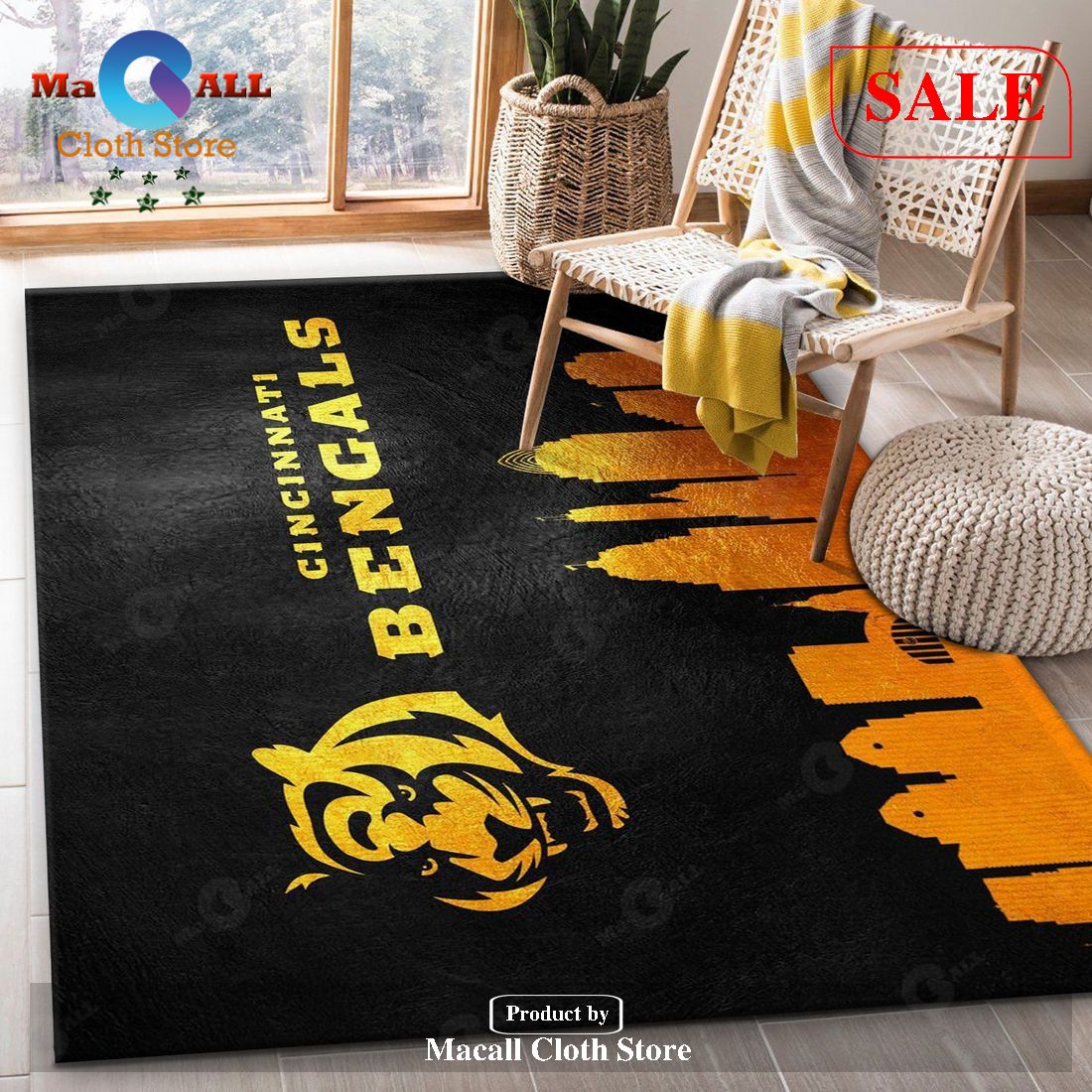 [SALE] Cincinnati Bengals NFL Team Logos Area Rug, Living room and ...