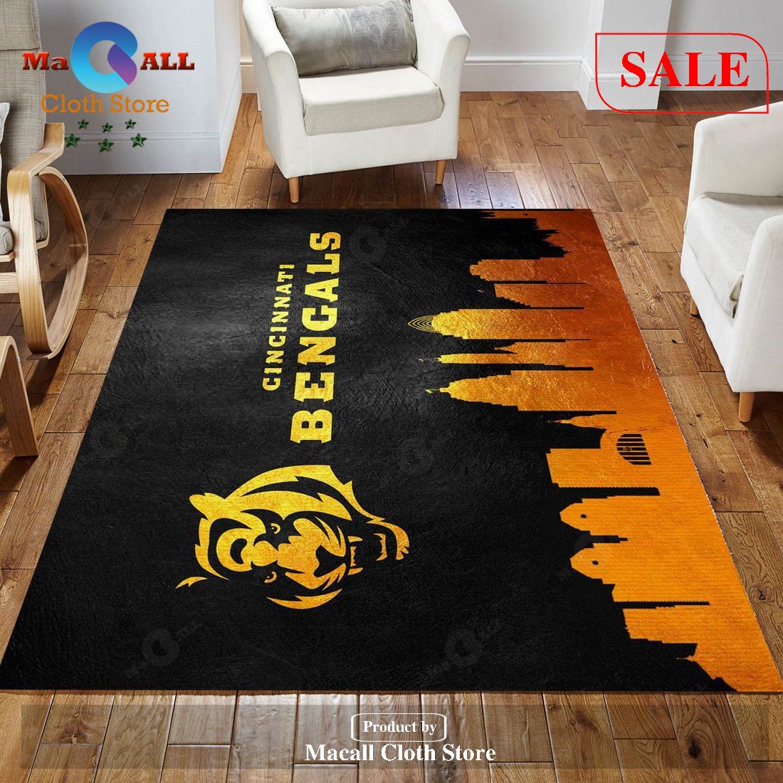 [SALE] Cincinnati Bengals NFL Team Logos Area Rug, Living room and ...