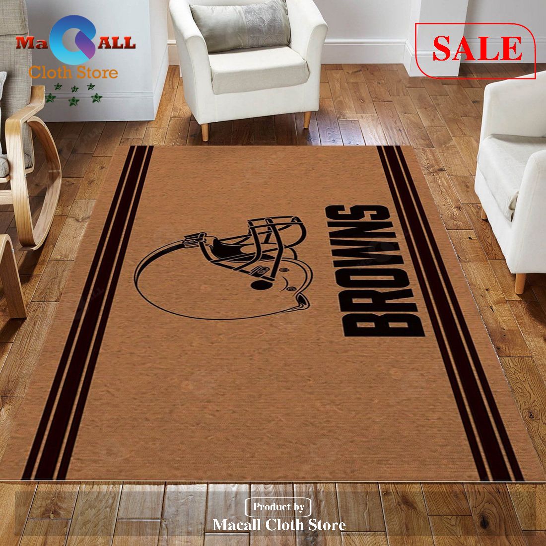 [SALE] Cleveland Browns Brown Logo NFL Area Rug Carpet, Living Room Rug ...