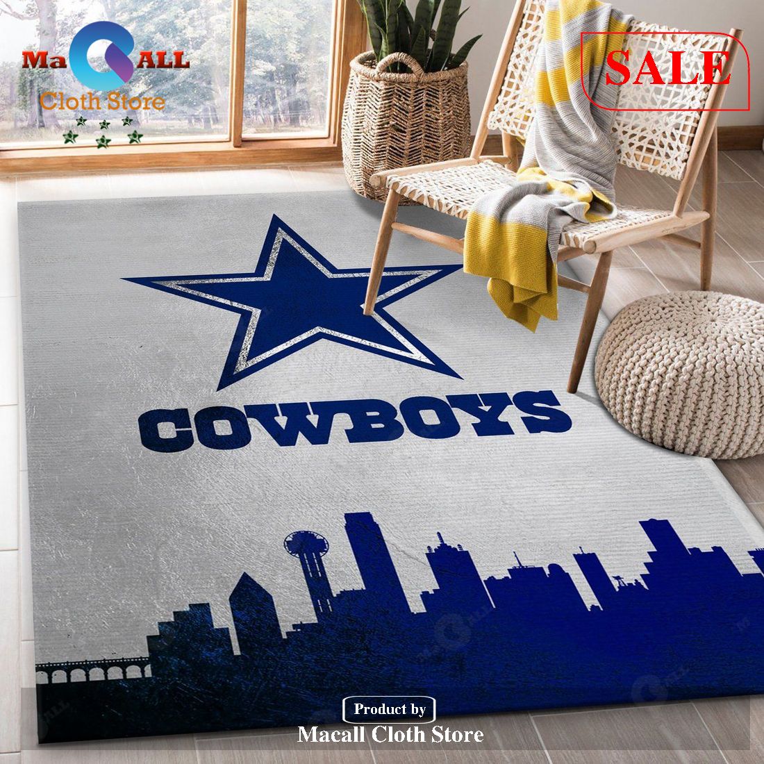 [SALE] Dallas Cowboys Skyline NFL Area Rug Carpet, Bedroom – Indoor Outdoor Rugs