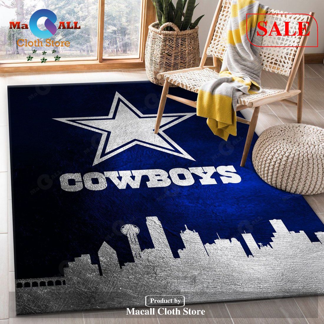 [SALE] Dallas Cowboys Skyline NFL Area Rug, Living room and bedroom Rug, Home Decor Floor Decor – Indoor Outdoor Rugs