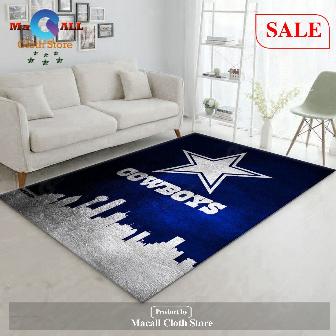 [SALE] Dallas Cowboys Skyline NFL Area Rug, Living room and bedroom Rug, Home Decor Floor Decor – Indoor Outdoor Rugs