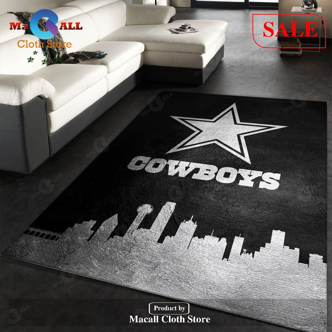 [SALE] Dallas Cowboys Skyline NFL Team Logos Area Rug, Kitchen Rug, Home Decor Floor Decor – Indoor Outdoor Rugs