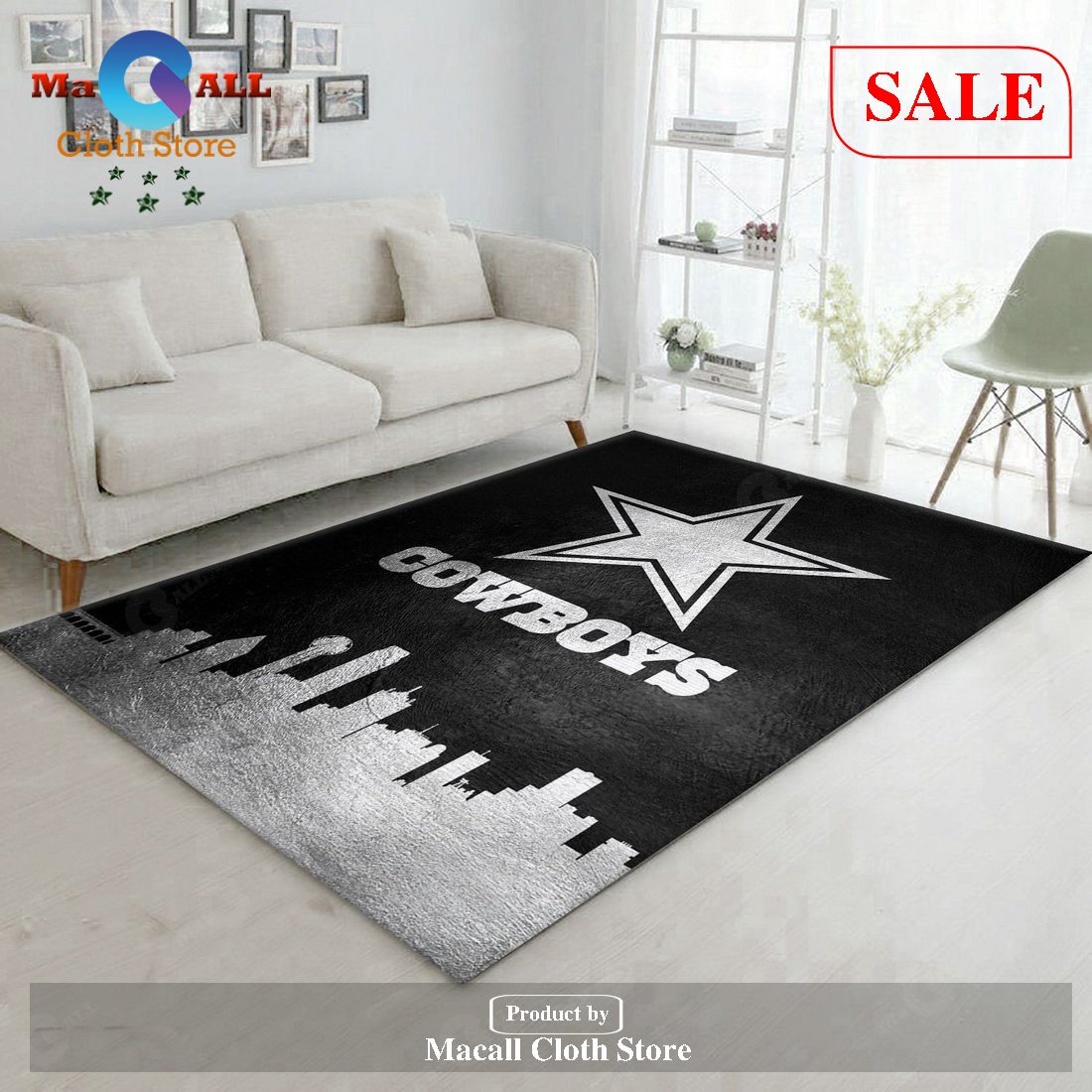 [SALE] Dallas Cowboys Skyline NFL Team Logos Area Rug, Kitchen Rug, Home Decor Floor Decor – Indoor Outdoor Rugs